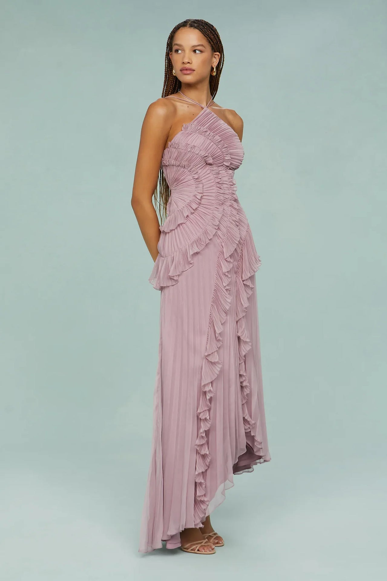 🥇Ethereal Pleated Strappy Dress