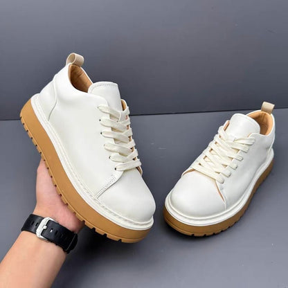 Fashionable Genuine Leather Versatile Chunky Sole Trendy Skate Shoes