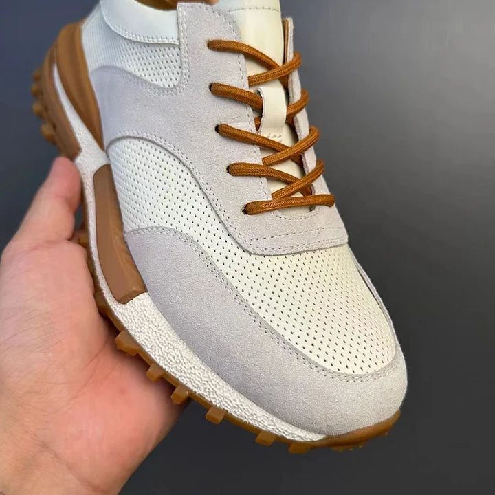 Handcrafted Vintage Horsehide Breathable Lightweight Soft Sole Height-Enhancing Athletic Versatile Holiday Casual Non-Slip Running Shoes