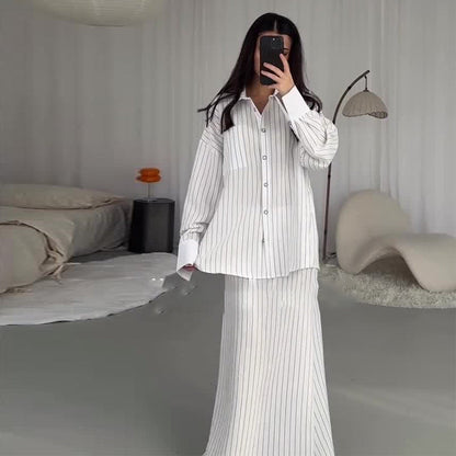 Stylish Striped Skirt Set