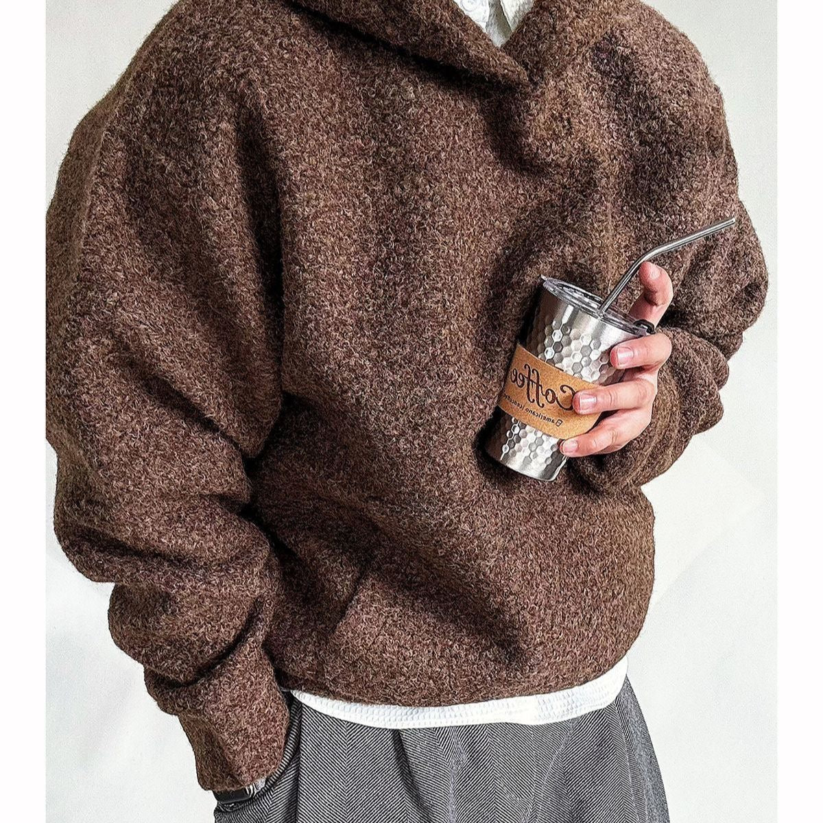 Autumn-Winter Fragrant Breeze Warm Textured Oversized Casual Hoodie