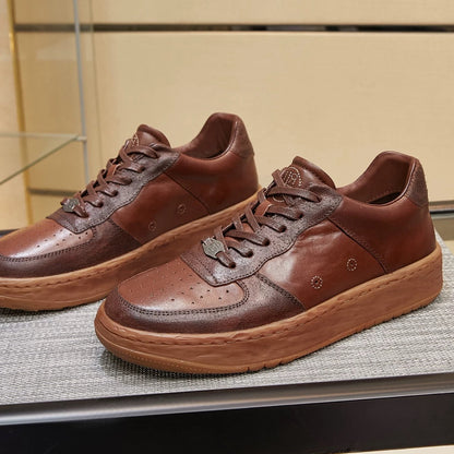 Handcrafted Vintage Niche Horsehide Design Casual Classic Skate Shoes