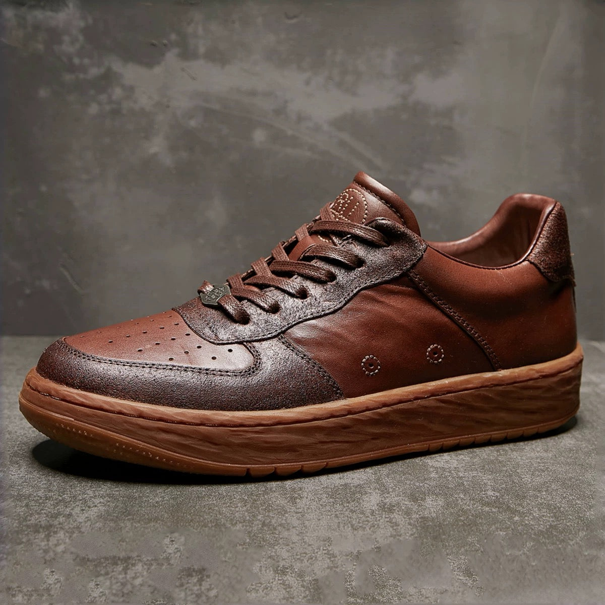 Handcrafted Vintage Niche Horsehide Design Casual Classic Skate Shoes