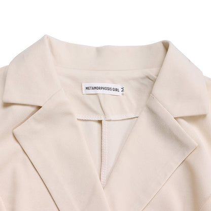 Power & Poise — Chic Suit-Collar Pleated Dress for Work & Beyond