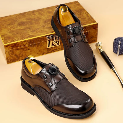 Rotating Buckle Ice-Resistant Mesh Comfortable Breathable Fashionable Versatile Leather Shoes