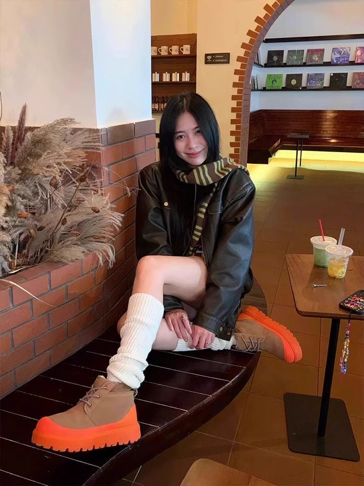 Winter Fleece-Lined Thick-Sole Genuine Leather Snow Boots