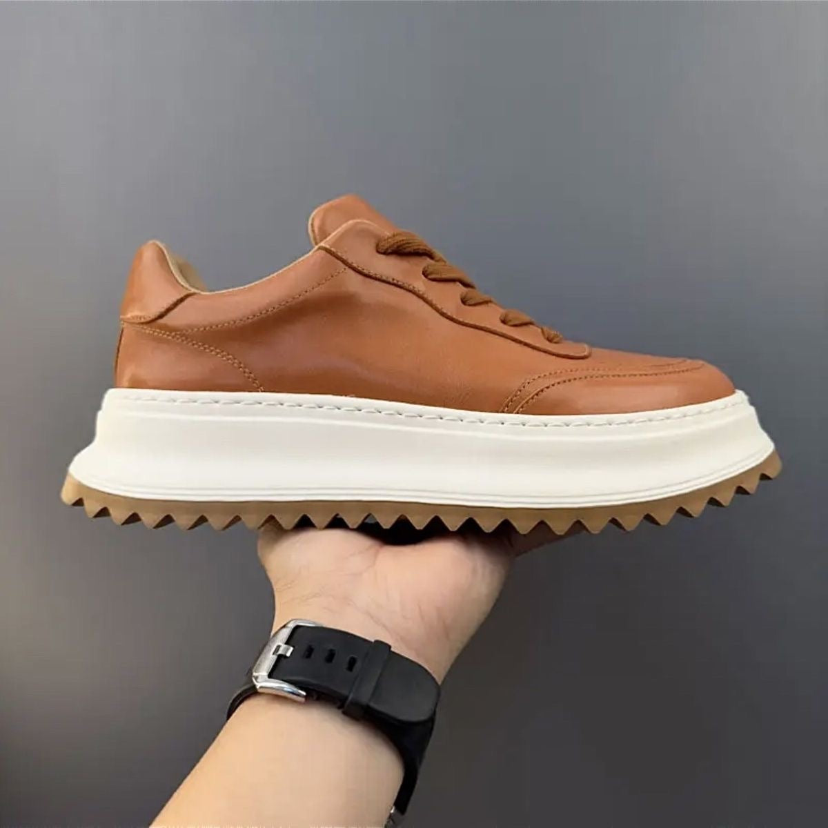Handcrafted Horsehide Soft Thick-Sole Casual Retro Low-Top Sneakers