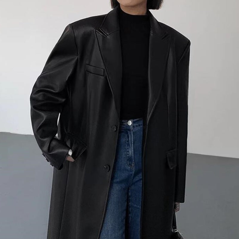 Power Luxe PU Trench Coat