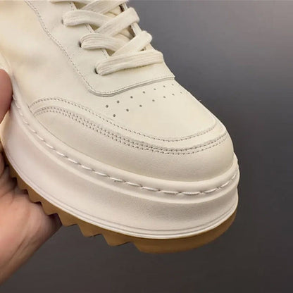 Handcrafted Horsehide Soft Thick-Sole Casual Retro Low-Top Sneakers