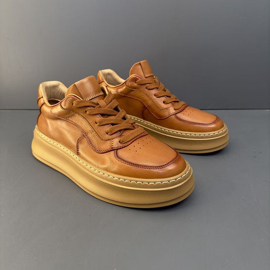 Handcrafted Vintage Horsehide Thick-Sole Casual Sneakers