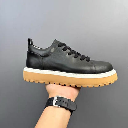 Fashionable Genuine Leather Versatile Chunky Sole Trendy Skate Shoes