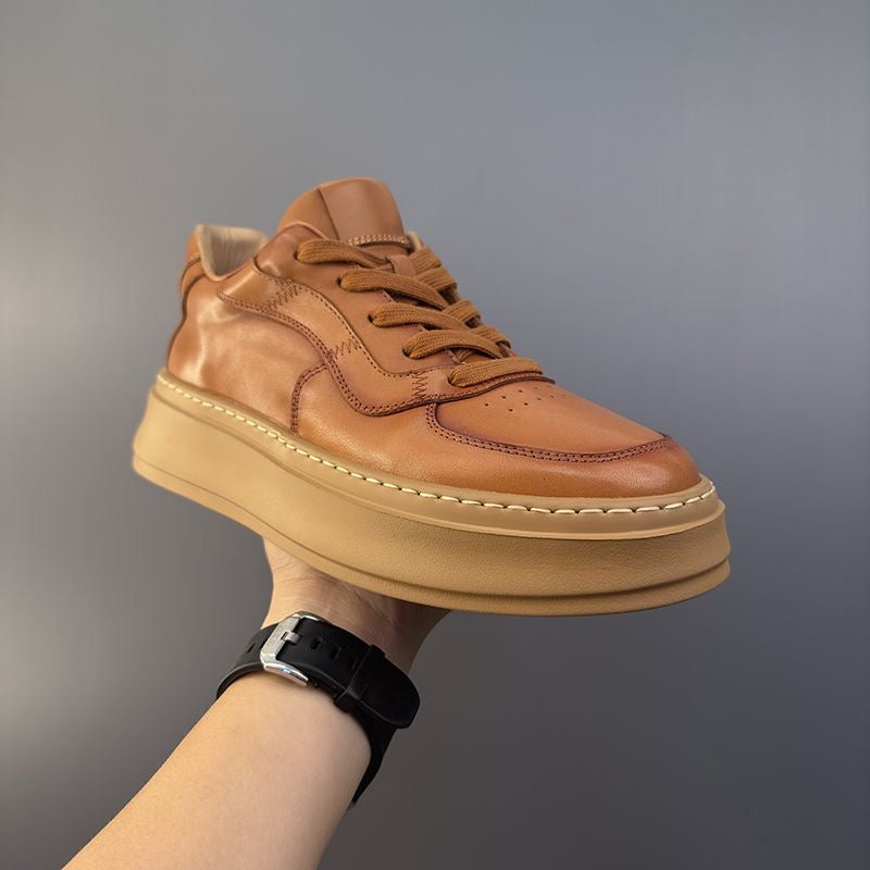 Handcrafted Vintage Horsehide Thick-Sole Casual Sneakers