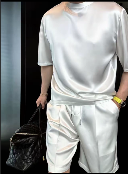 Acetic Acid Minimalist Trend Short-Sleeve Crew Neck Casual T-Shirt and Shorts Set