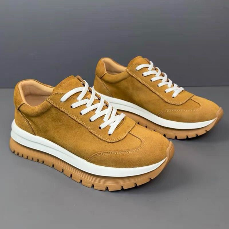 Autumn/Winter Handcrafted Vintage Fashion Versatile Soft Leather Exfoliating Casual Athletic Leather Shoes
