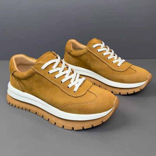 Autumn/Winter Handcrafted Vintage Fashion Versatile Soft Leather Exfoliating Casual Athletic Leather Shoes