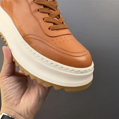 Handcrafted Horsehide Soft Thick-Sole Casual Retro Low-Top Sneakers