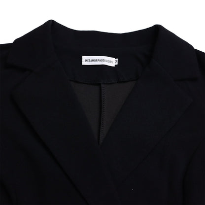 Power & Poise — Chic Suit-Collar Pleated Dress for Work & Beyond