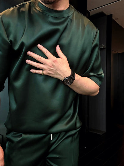 Acetic Acid Minimalist Trend Short-Sleeve Crew Neck Casual T-Shirt and Shorts Set