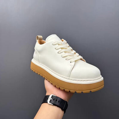 Fashionable Genuine Leather Versatile Chunky Sole Trendy Skate Shoes