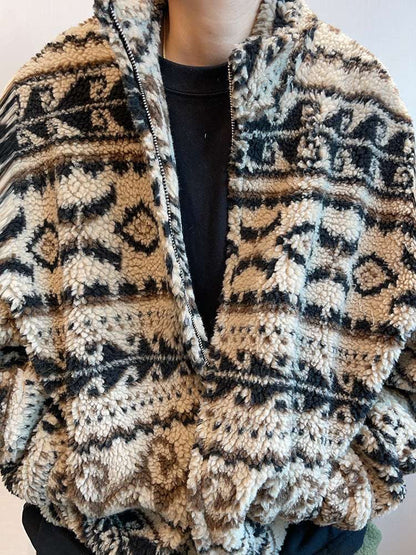 Autumn/Winter Vintage Shearling Oversized Warm Zipper Jacket