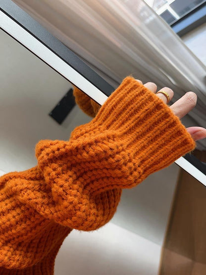 Autumn/Winter Vintage Oversized Knit Single-Button Hooded Sweater Jacket