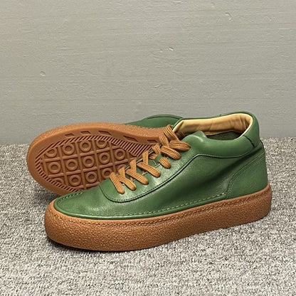 Retro Handcrafted Cowhide Casual Skate Shoes